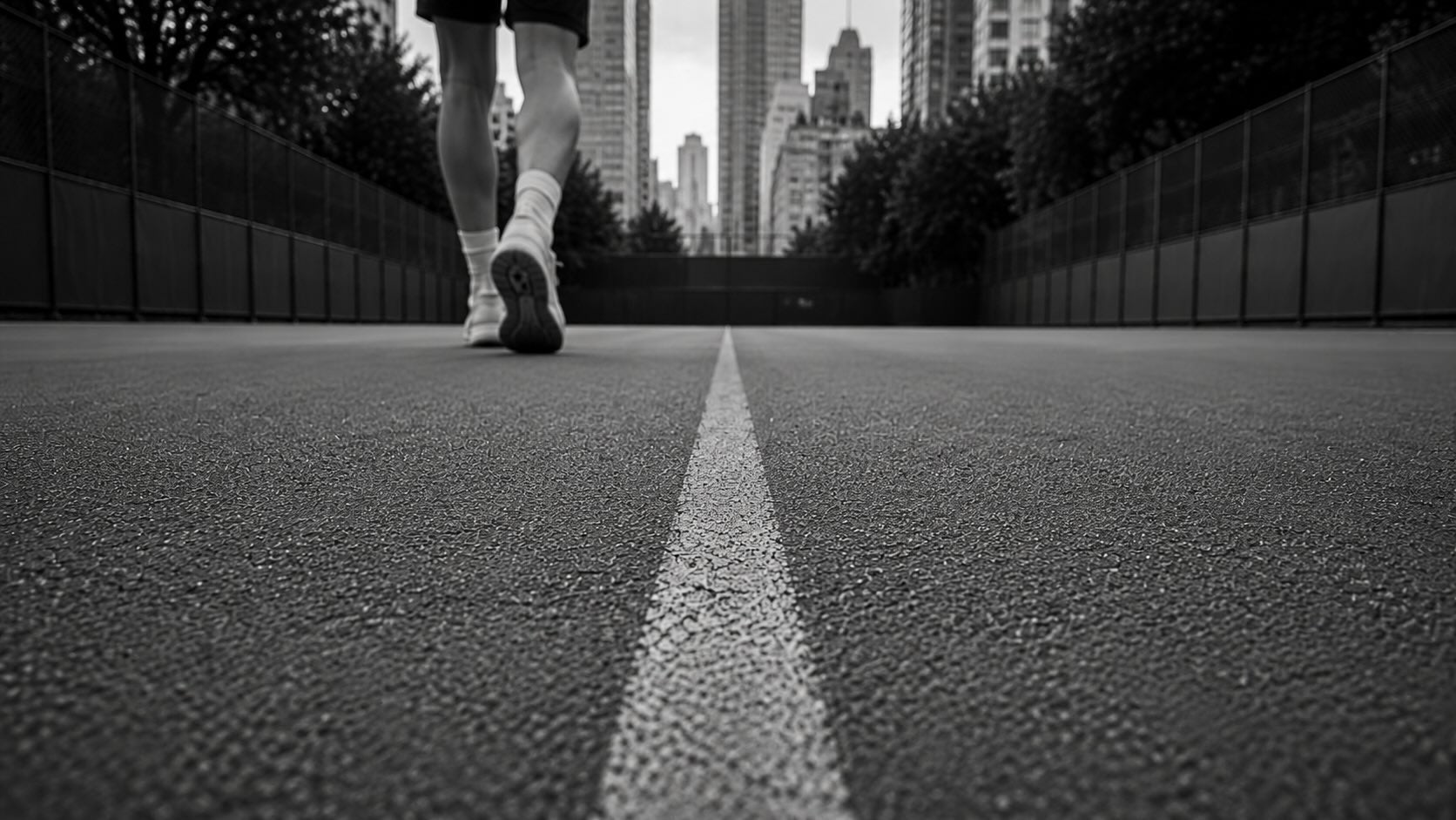 Player walking to the back of the tennis court